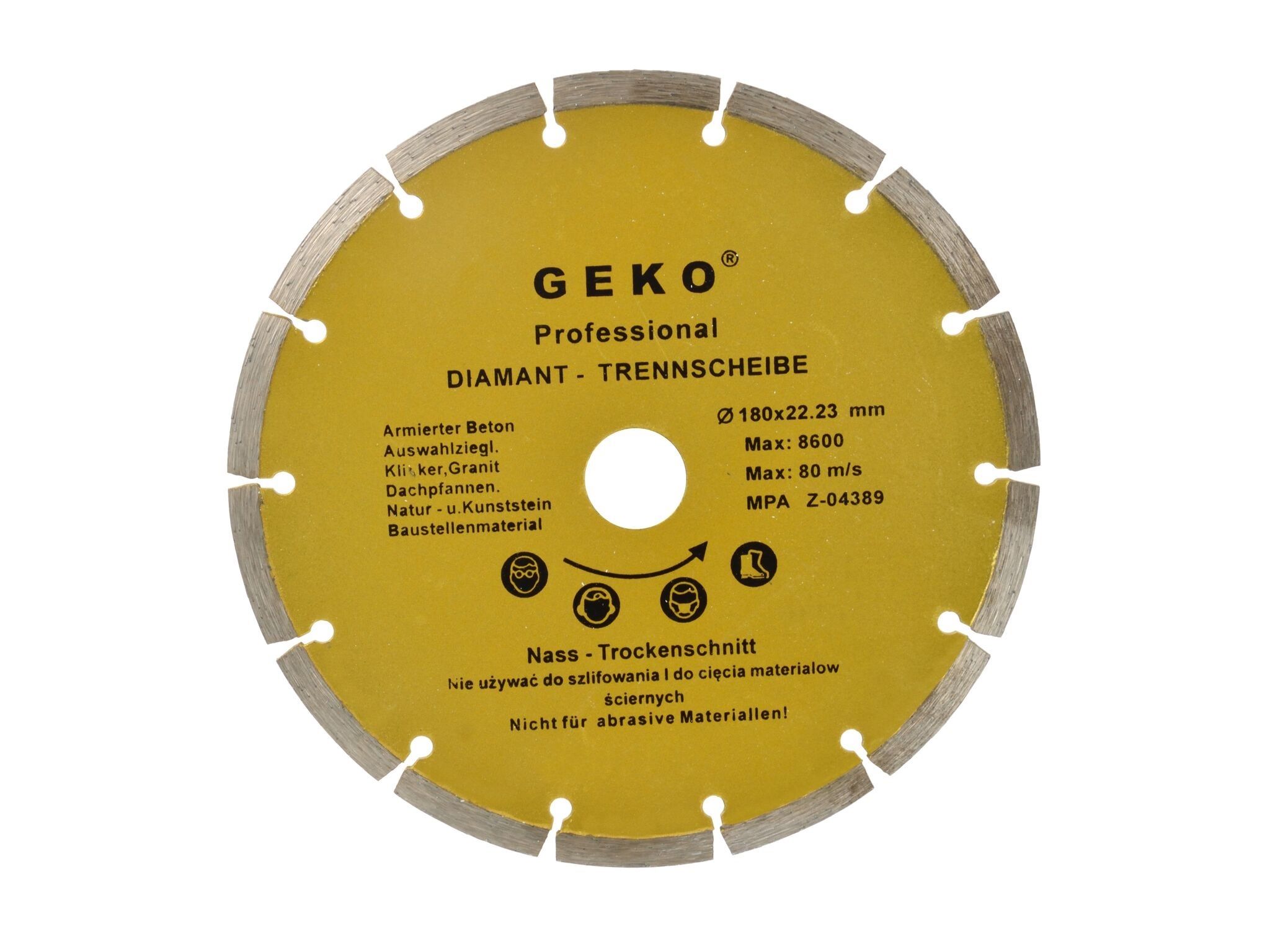 Diamantový řezný kotouč segmentový, 180x22mm, GEKO