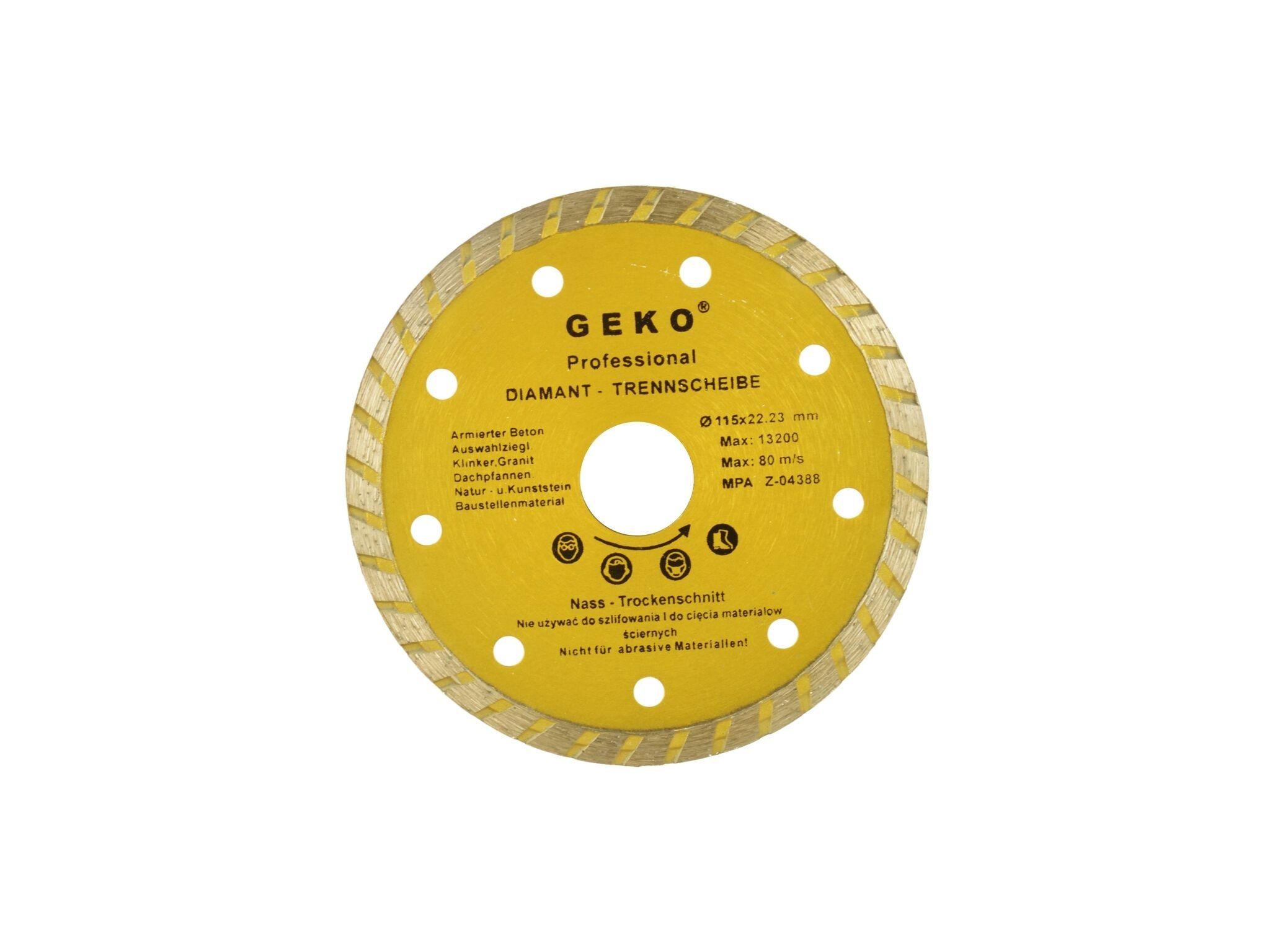 Diamantový řezný kotouč, TURBO, 115x22mm, GEKO
