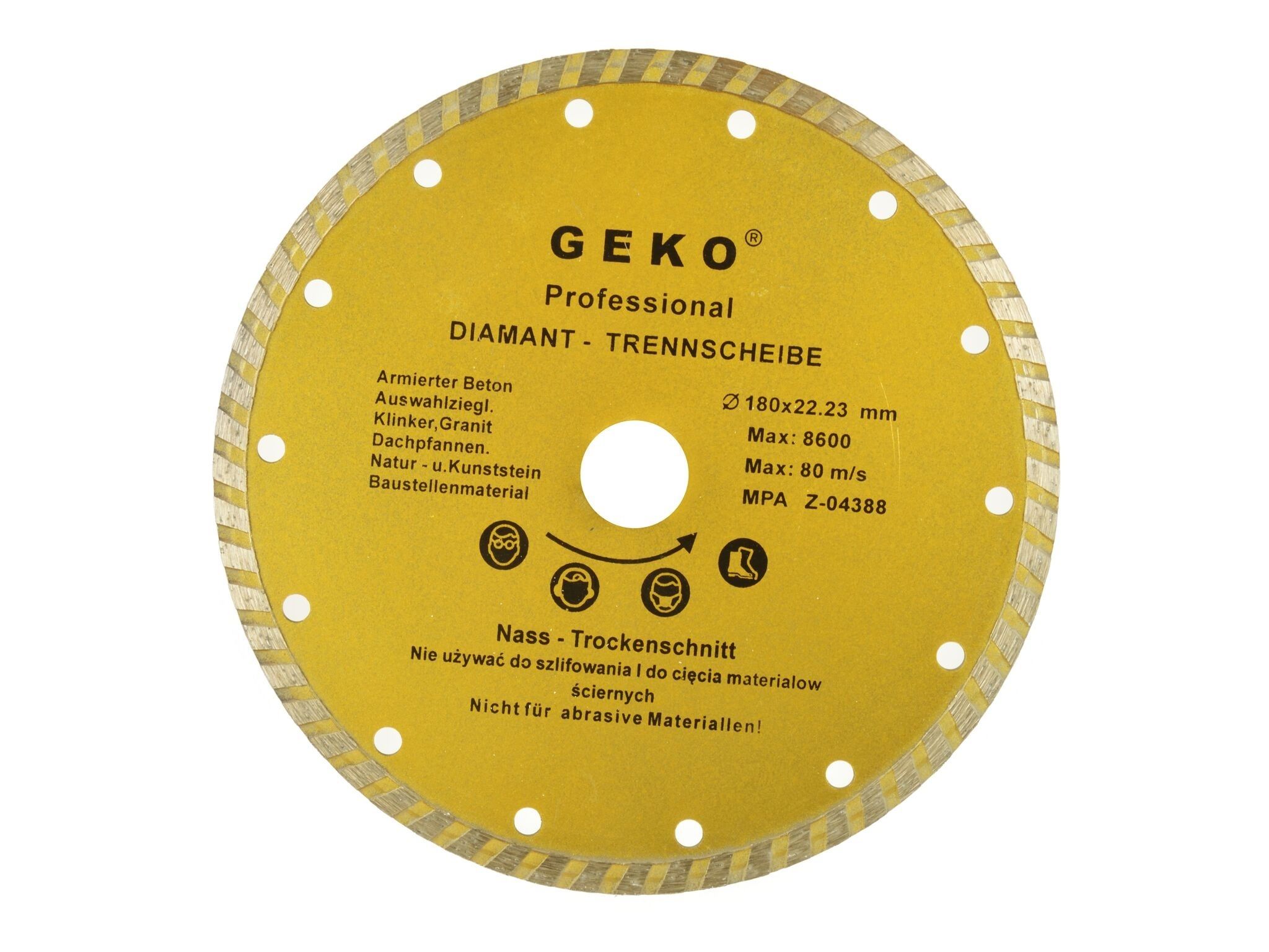 Diamantový řezný kotouč, TURBO, 180x22mm, GEKO