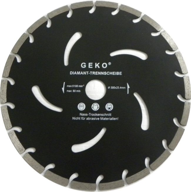 Diamantový řezný kotouč, segmentový, 300x32x10mm, GEKO