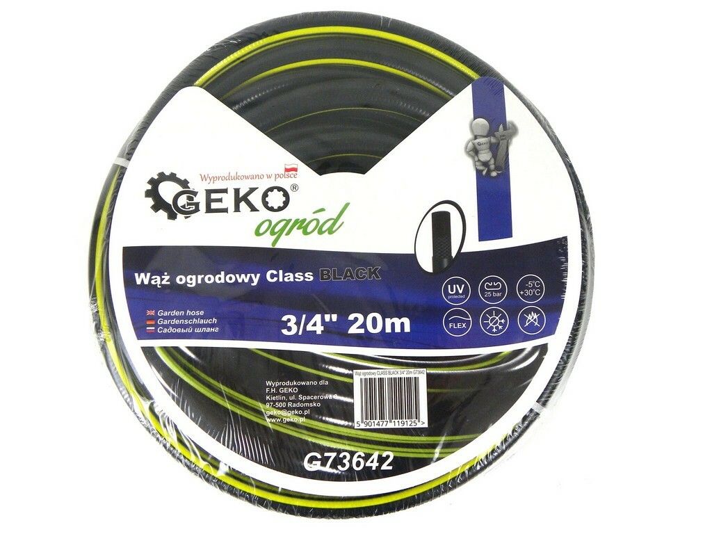 Hadice zahradní černá 3/4", 20 m, GEKO