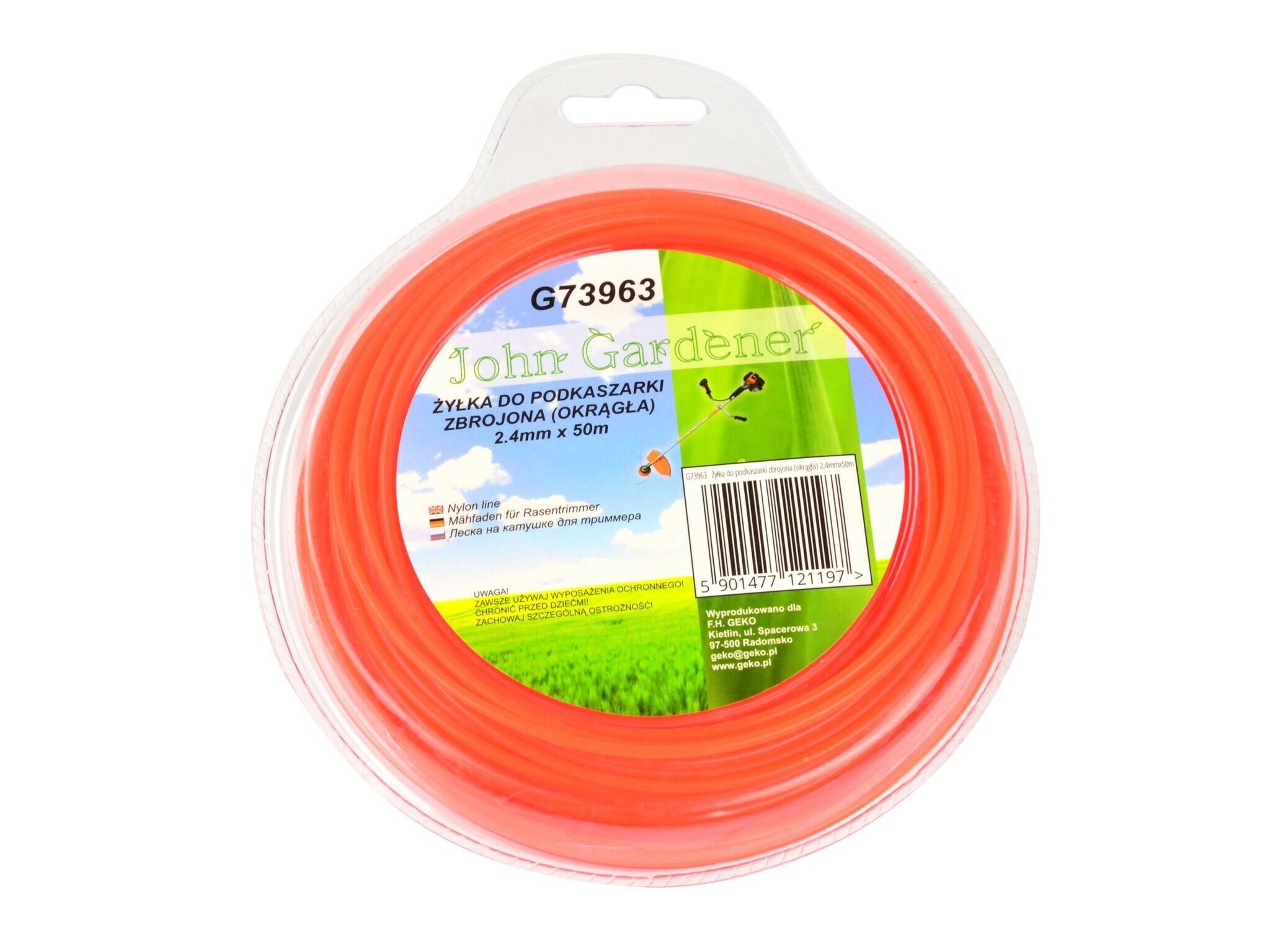 Struna do sekačky zesílená, 2,4mm, 50m, kulatý profil, nylon, GEKO