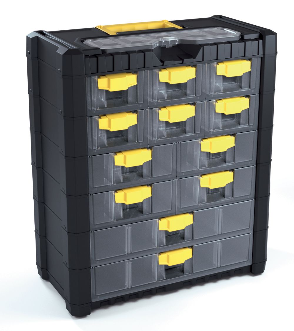 Plastový organizér na nářadí závěsný MULTICASECARGO 400x200x458, 12 zásuvek PROSPERPLAST