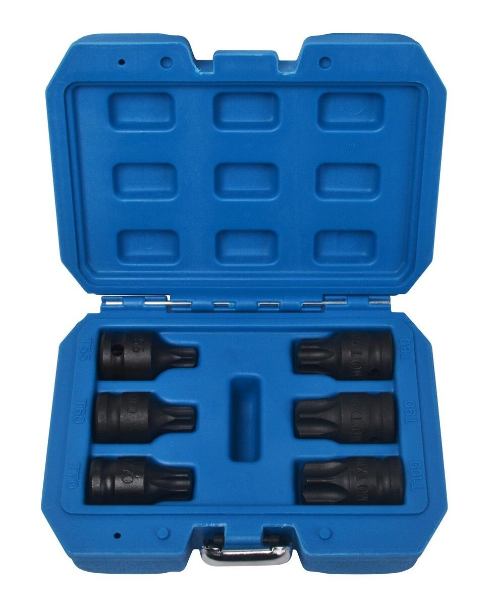 Fotografie Zástrčné hlavice úderové TORX 1/2", T55-T100, sada 6 kusů QUATROS QUATROS