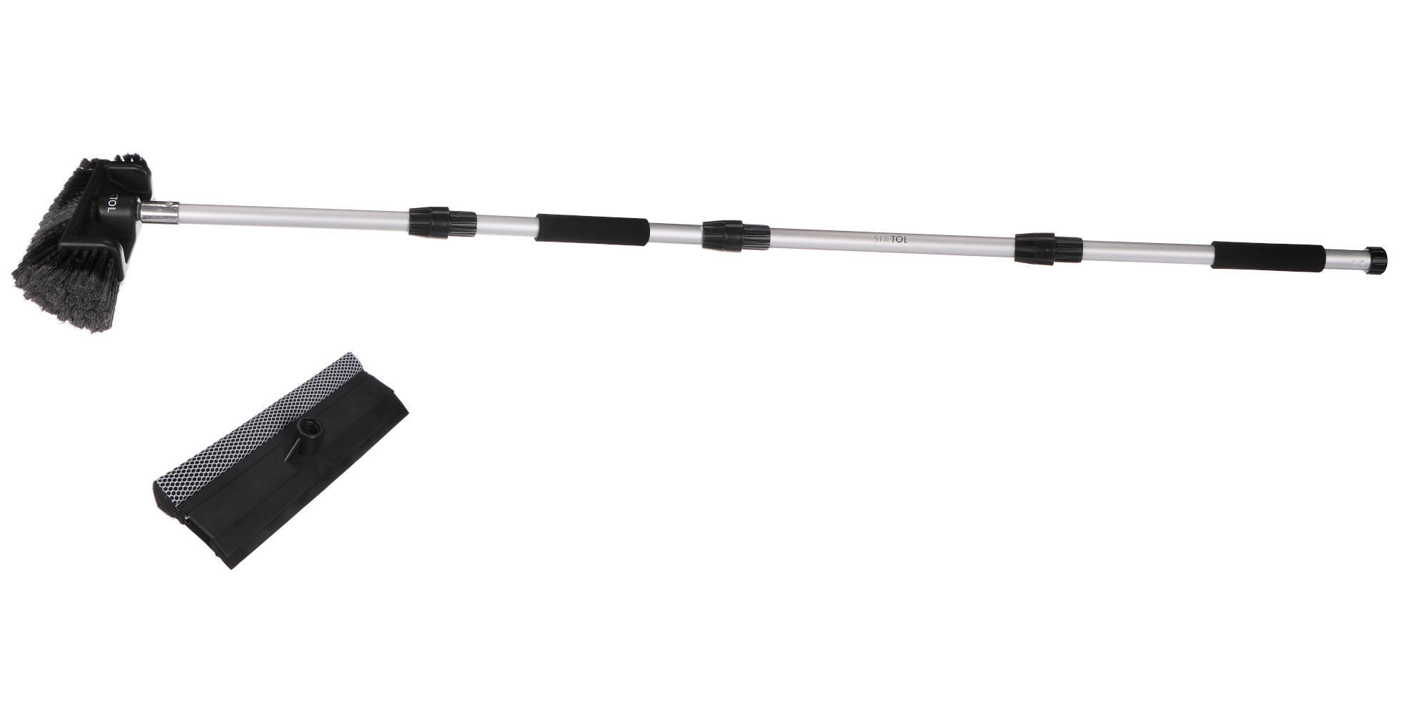 Fotografie Průtokový kartáč na mytí auta se dvěma nástavci CAR DETAILING WASH BRUSH SET 1, 160cm SIXTOL