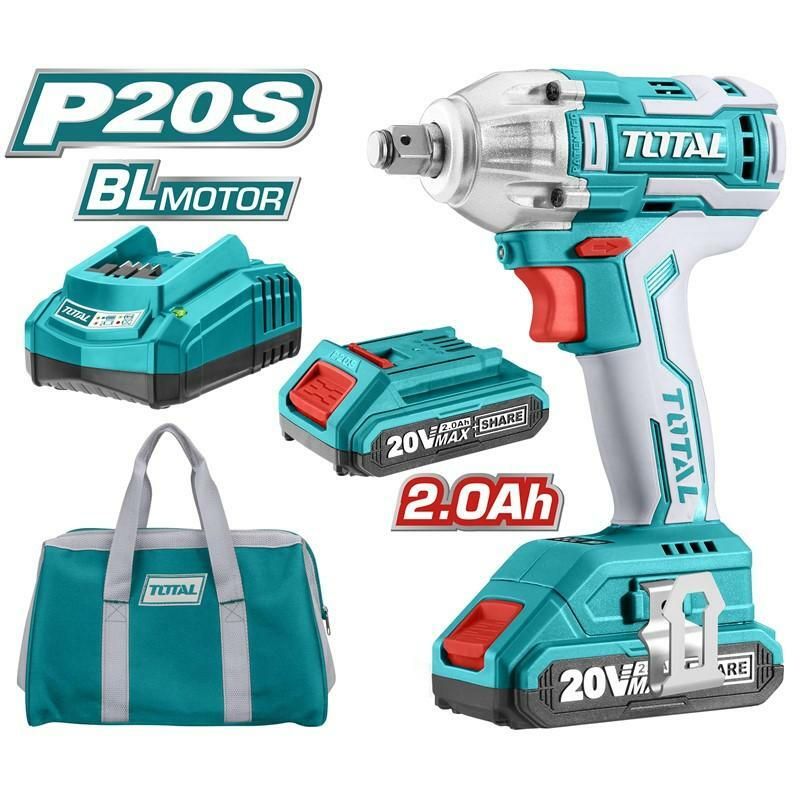 Levně Utahovák rázový AKU 1/2", brushless, 20V Li-ion (2x), 2000mAh, industrial TOTAL-TOOLS