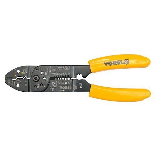 Kleště odizolovací a konektorové 215mm, tvrdost HRC 50-53, kabel AWG 22-10, VOREL TOYA