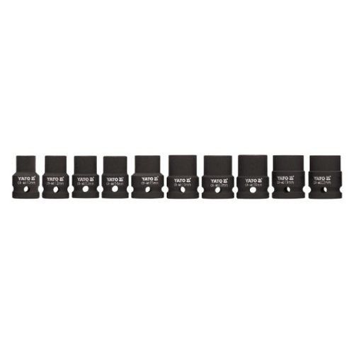 Sada nástavců, 1/2" rázové šestihranné, 10ks, 10-22 mm, CrMo, YATO