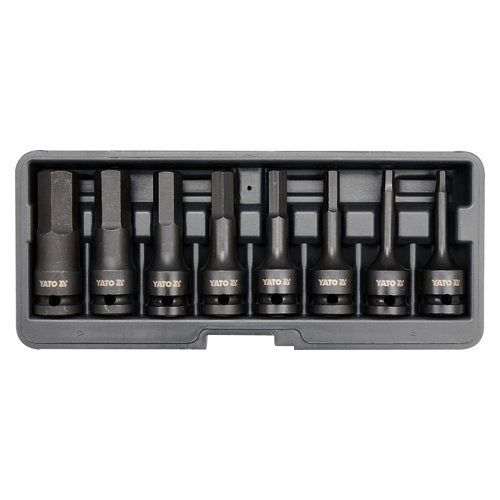 Sada nástavců 1/2" rázové, 8 ks, H6-H19, imbus, CrMo, YATO