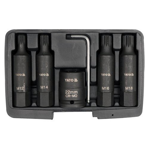 Sada nástavců 3/4" rázové, 6 ks, M12-M18, vícezubé, CrMo, YATO