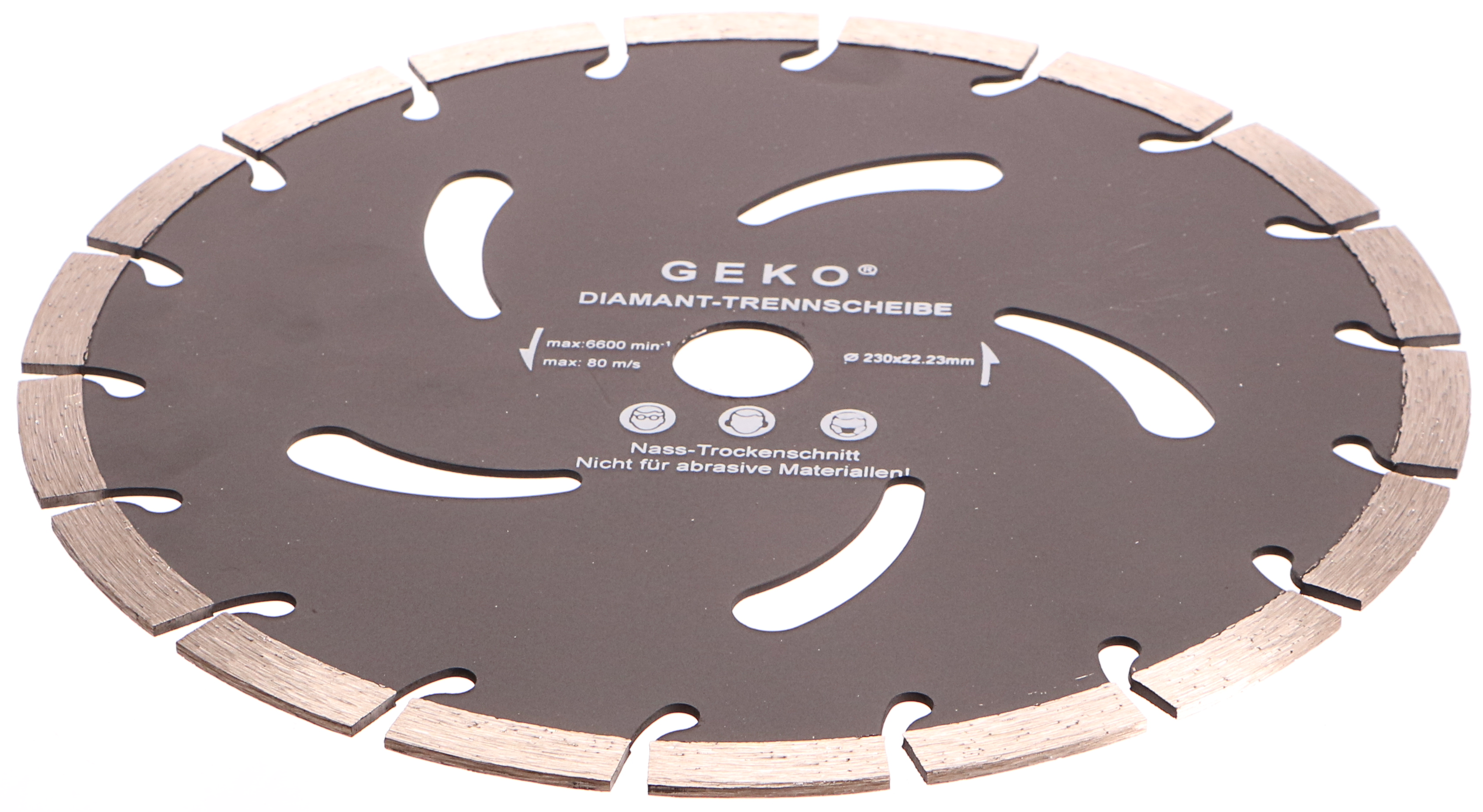 Diamantový řezný kotouč, segmentový, 230x22,2x10mm, GEKO