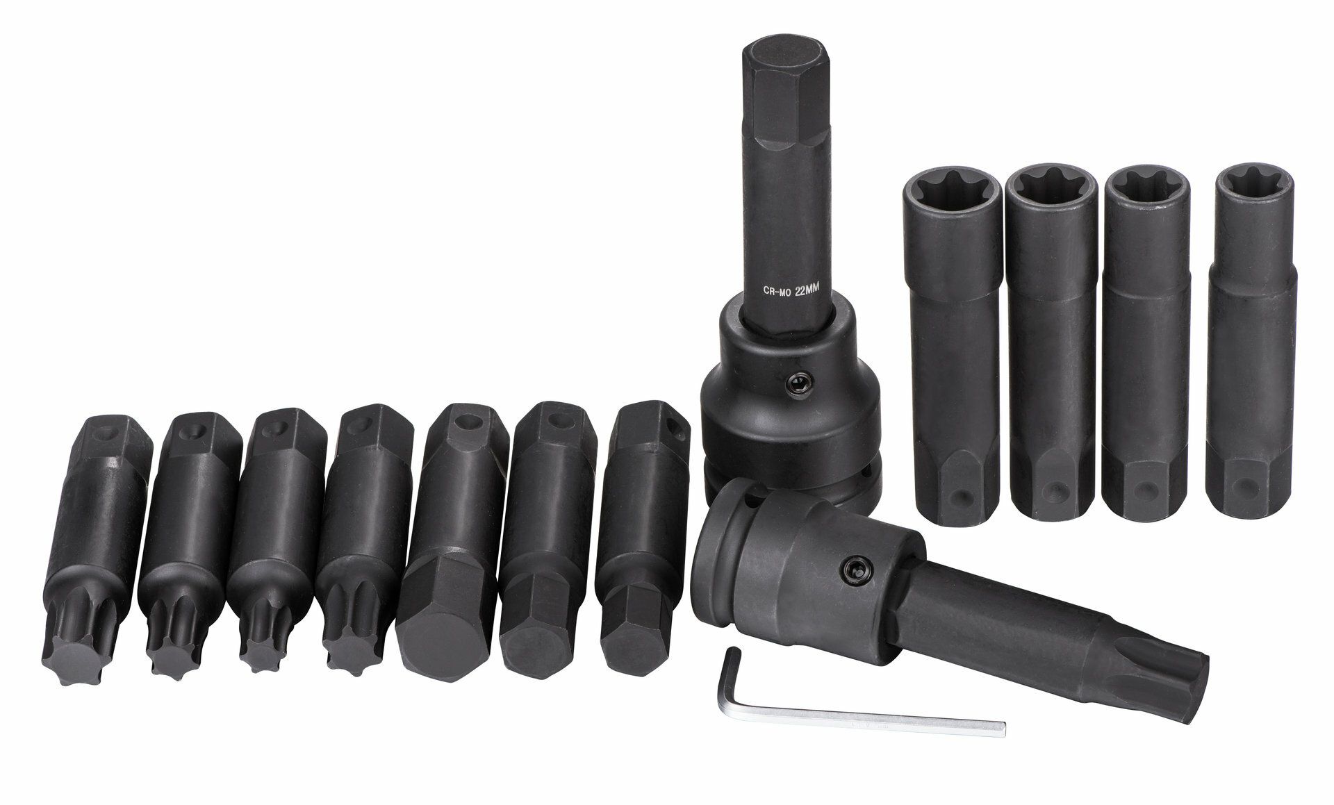 Rázové hlavice TORX, TORX-E, Imbus, velikosti 3/4" a 1", sada - QUATROS ...