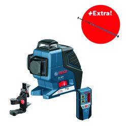 Křížový laser Bosch GLL 3-80P Professional + držák BM 1, přijímač LR 2, L-Boxx 136, stativ