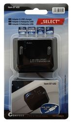 Adaptér s kabelem 12V + 2x USB 2400mA SELECT COMPASS