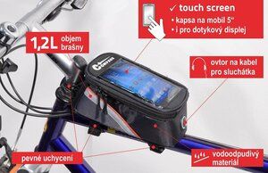 Cyklotaška nad rám přední vidlice+PHONE COMPASS