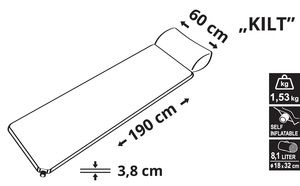 Karimatka samonafukovací 190x60x3,8cm s polštářem KILT CATTARA