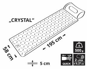 Karimatka nafukovací CRYSTAL 195x58x5cm šedá CATTARA