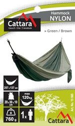 Houpací síť NYLON 275x137cm zeleno-hnědá CATTARA