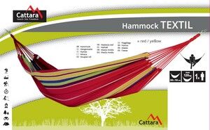 Houpací síť TEXTIL 200x100cm červeno-žlutá CATTARA