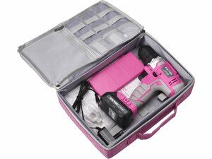 Vrtací šroubovák aku, růžový, 1x1300mAh, 12V Li-Ion, sada v tašce, EXTOL LADY, 402401 EXTOL-LADY