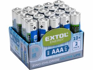 Baterie zink-chloridové, 20ks, 1,5V AAA (R03) EXTOL-LIGHT