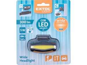 Čelovka širokoúhlá 300lm, 5W COB LED EXTOL-LIGHT