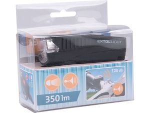 Světlo bílé na kolo 350lm, USB nabíjení, klakson, 5W LED EXTOL LIGHT