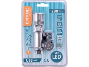 Svítilna 280lm, zoom, USB nabíjení, XPE LED EXTOL LIGHT