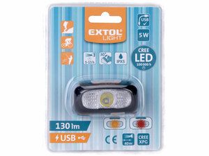 Čelovka 130lm CREE XPG, nabíjecí, USB, dosvit 40m, 5W CREE XPG LED EXTOL-LIGHT