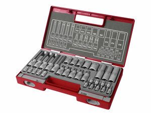 Hlavice nástrčné a zástrčné TORX, sada 32ks, 61CrV5, záruka 3 roky FORTUM