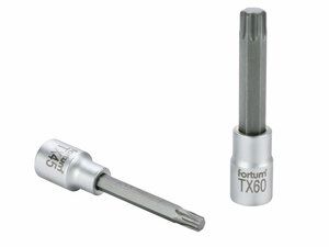 Hlavice zástrčná prodloužený TORX, 1/2", TX 60, L 100mm, CrV/S2 FORTUM