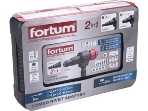Nástavec nýtovací na vrtačku T-COMBO, sada pro matice M3-M12 i trh. nýty 2,4-6,4mm, CrMoV FORTUM