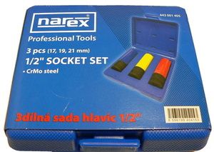 Sada hlavic 1/2" CrMo na kola 17,19,21mm, NAREX 443001405