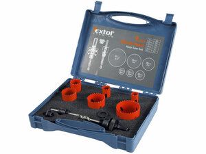 Vrtáky korunkové, instalatérská, sada 9ks, HSS/Bi-metal EXTOL-PREMIUM
