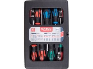 Šroubováky a hroty sada 47ks , 1/4" hroty a 4mm mini hroty, CrV EXTOL-PREMIUM