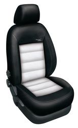 Autopotahy Škoda Octavia III, AUTENTIC LEATHER,dělená, bez zadní loketní opěrky, černobilé SIXTOL