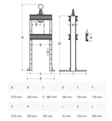 Hydraulický dílenský lis s manometrem a nožní pumpou 20t GEKO