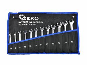 Klíče očkoploché ráčnové 8 - 19mm, sada 12ks GEKO