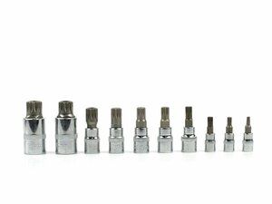 Zástrčné hlavice Torx 1/4”, 3/8”, 1/2”, M4-M18, sada 10ks GEKO