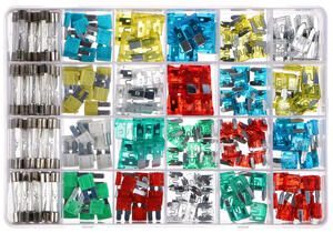 Sada nožových a skleněných automobilových pojistek MECHANIC FUSE SET 215 SIXTOL