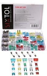 Sada nožových a skleněných automobilových pojistek MECHANIC FUSE SET 215 SIXTOL