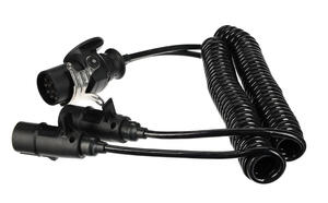 Propojovací spirálový adaptér z 15pin na 2x 7pin zástrčku (S+N) TRAILER CABLE 9, 24V, 3,5m SIXTOL