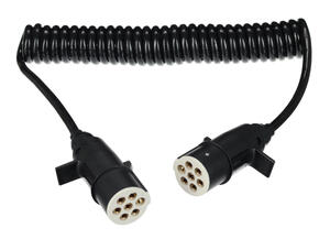 Propojovací spirálový kabel 7pin typ S TRAILER CABLE 10, plastová zástrčka, 24V, 3,5m SIXTOL