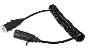 Propojovací spirálový kabel 7pin typ S TRAILER CABLE 10, plastová zástrčka, 24V, 3,5m SIXTOL