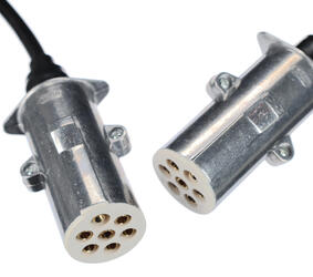 Propojovací spirálový kabel 7pin typ S TRAILER CABLE 12, kovová zástrčka, 24V, 3,5m SIXTOL