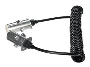 Propojovací spirálový kabel 7pin typ S TRAILER CABLE 12, kovová zástrčka, 24V, 3,5m SIXTOL