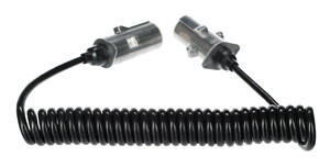 Propojovací spirálový kabel 7pin typ S TRAILER CABLE 12, kovová zástrčka, 24V, 3,5m SIXTOL
