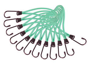 Sada upínacích gum s kovovým hákem CARGO CORD SET 1, 21cm, 12ks SIXTOL