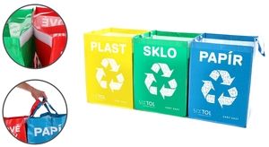 Tašky na tříděný odpad SORT EASY 3 BASIC, 30x30x40 cm, 3 x 36 l, 3 ks SIXTOL