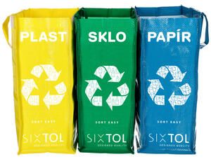Tašky na tříděný odpad SORT EASY 3 SLIM, 18x30x40 cm, 3 x 22 l, 3 ks SIXTOL